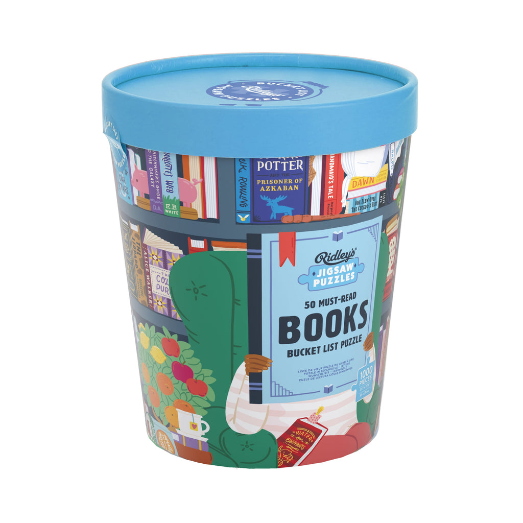 Library Book Bucket 50 Must-Read Books 1000-Piece Puzzle | Ridley's Games