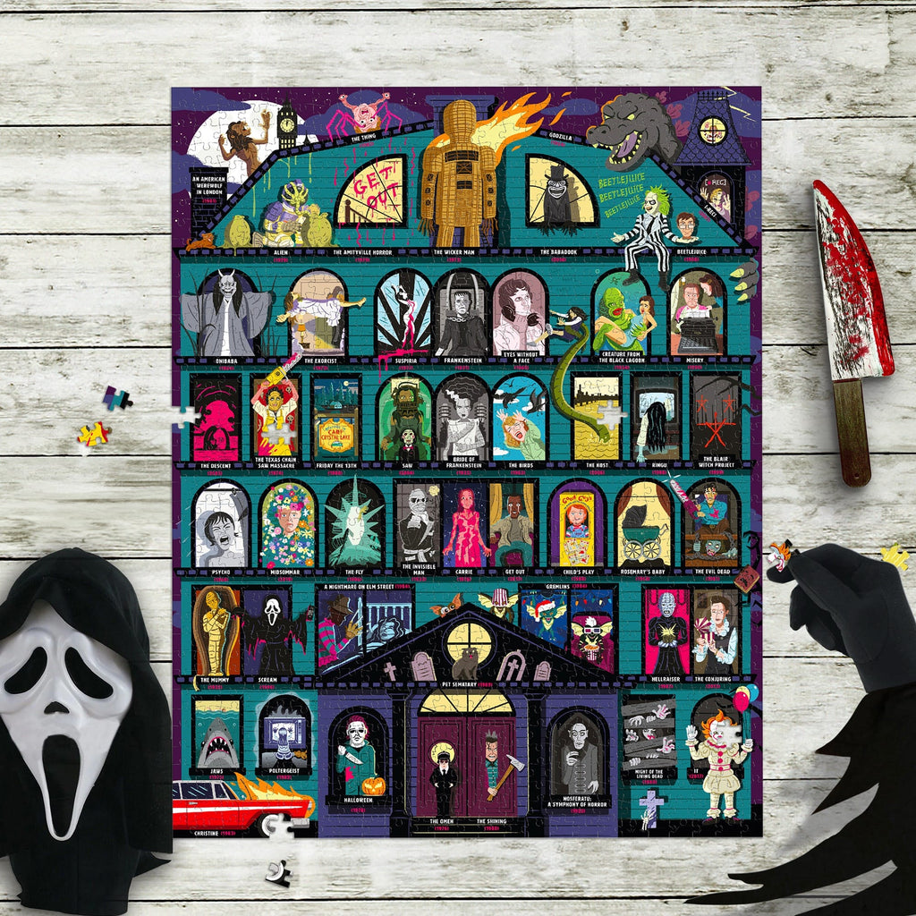 50 Must - Watch Scary Movies Bucket List 1000 - piece Puzzle - Ridley's Games