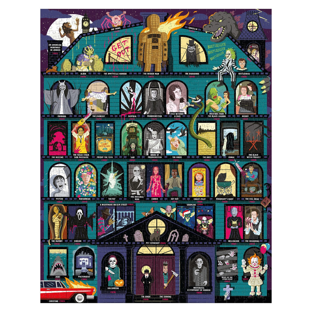 50 Must - Watch Scary Movies Bucket List 1000 - piece Puzzle - Ridley's Games