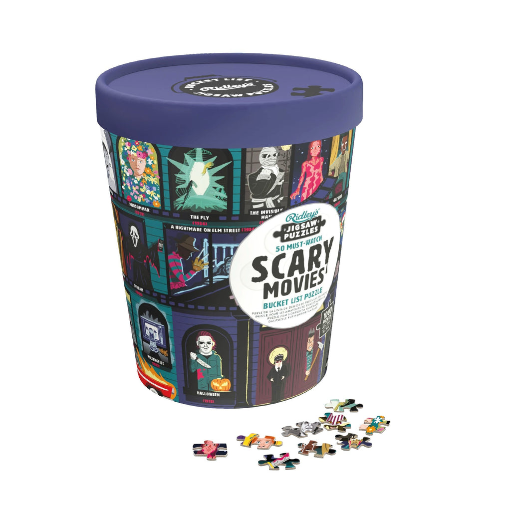 50 Must - Watch Scary Movies Bucket List 1000 - piece Puzzle - Ridley's Games