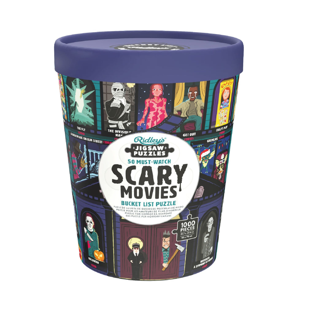 50 Must - Watch Scary Movies Bucket List 1000 - piece Puzzle - Ridley's Games