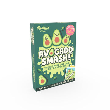 Avocado Smash! card game box with avocados on a green background